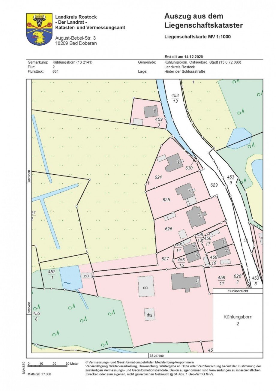 Liegenschaftskarte_A4 Einfamilienhaus K�hlungsborn